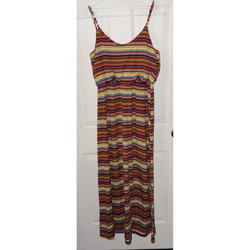 American Rag Cie Maxi Dress M Boho Stripe Adjustable Straps